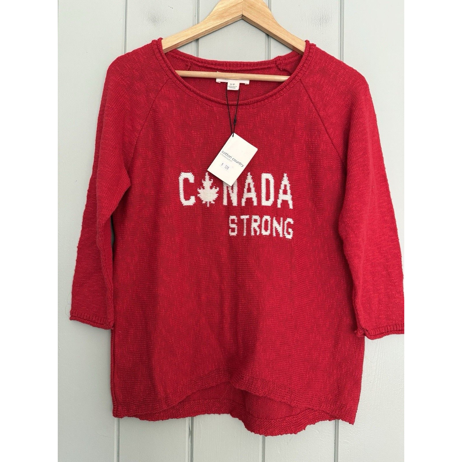 Nwt Cotton Country Parkhurst Sweater S Small Red Canada Boat Neck Strong New